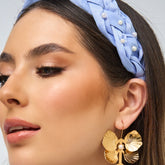 Diadema Perlas Tejido Trenza Azul Primavera - Bambú Rosa Joyas y Accesorios